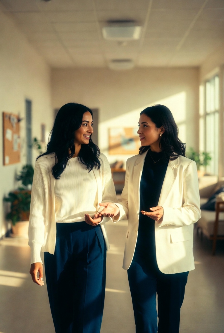 A hopeful moment in a coaching session — reviewing next steps with compassion